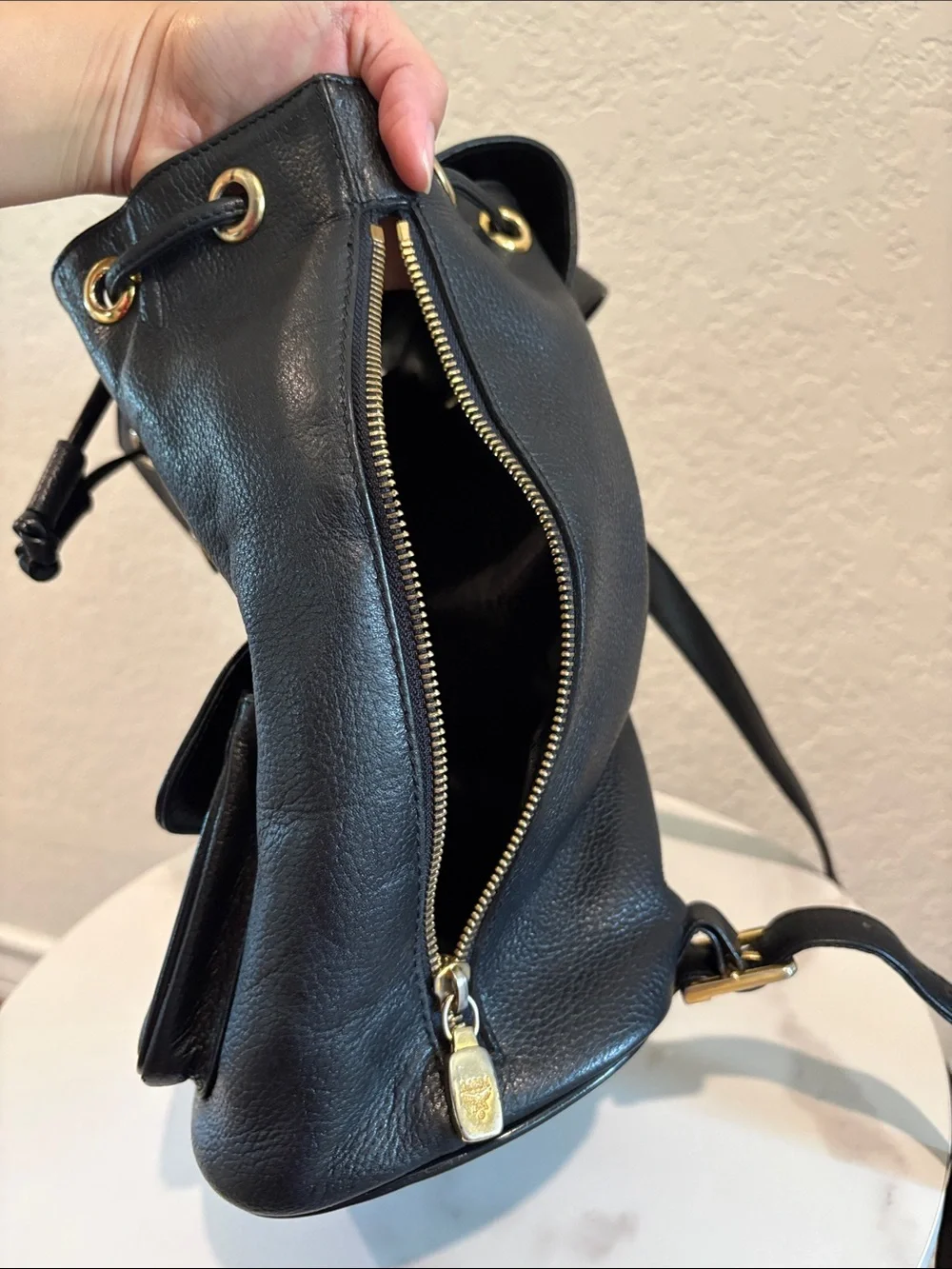 MCM Black Leather Backpack Made in Germany